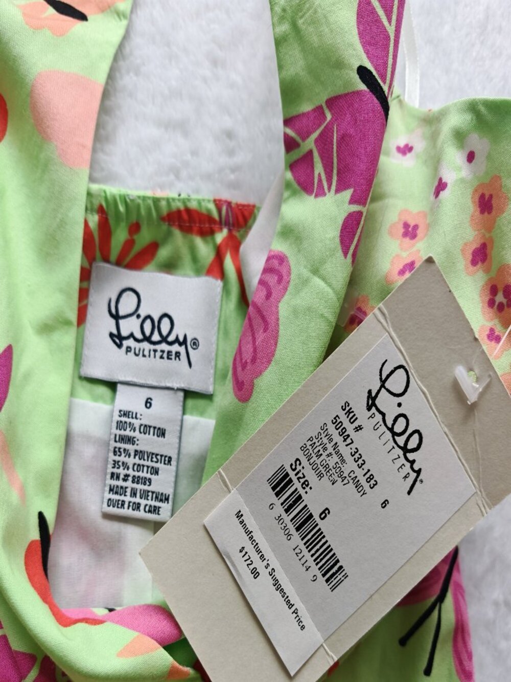 Lilly Pulitzer Candy Strapless Butterfly Floral Dress Size 6 NWT Green Pink Summ - Picture 5 of 10